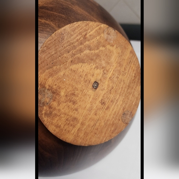 BEAUTIFUL Vintage wooden bowl on pedestal with HMQ nutcracker and utensils - Picture 3 of 7